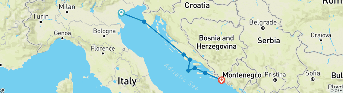 Image d'une carte montrant l'itinéraire du circuit