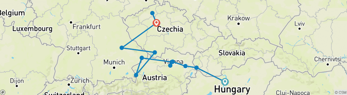 Karte mit der Reiseroute