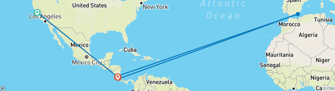 Karte mit der Reiseroute