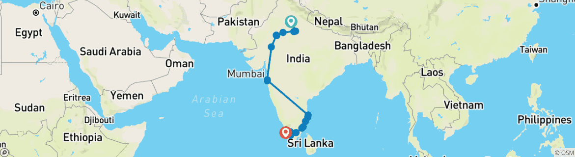 Karte von Indien Panorama Trails von G Experiences