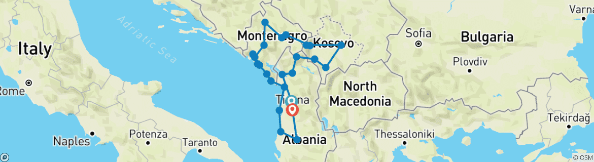 Karte mit der Reiseroute