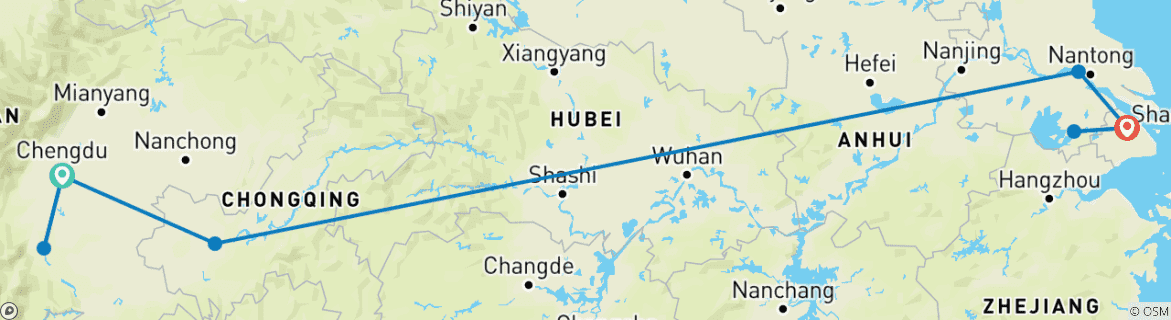 Image d'une carte montrant l'itinéraire du circuit