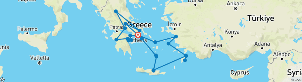 Image d'une carte montrant l'itinéraire du circuit