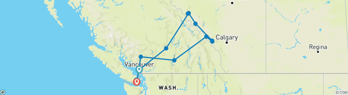 Image d'une carte montrant l'itinéraire du circuit