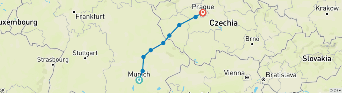 Karte mit der Reiseroute