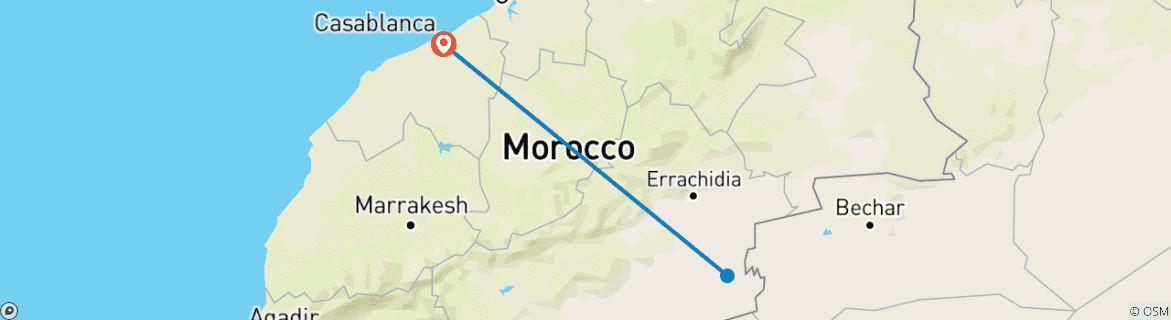 Karte mit der Reiseroute