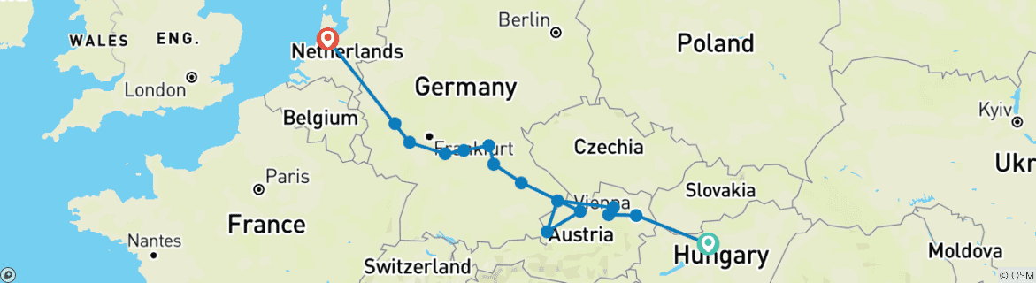 Karte mit der Reiseroute