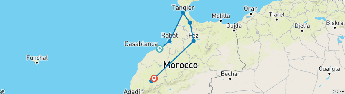 Image d'une carte montrant l'itinéraire du circuit