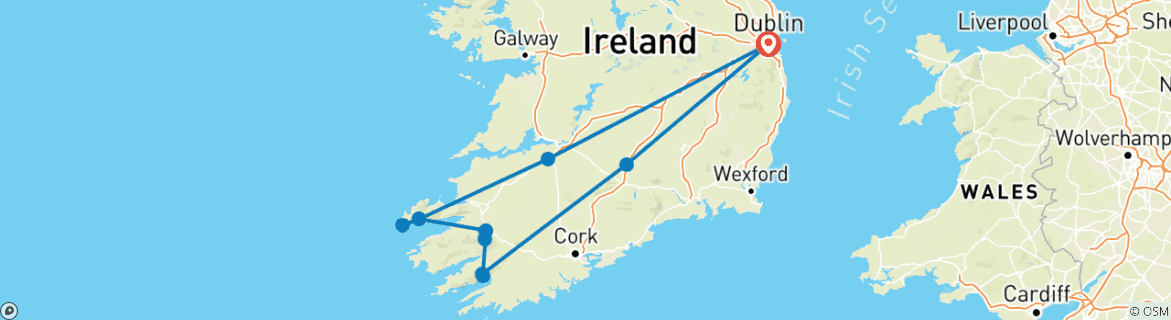Image d'une carte montrant l'itinéraire du circuit