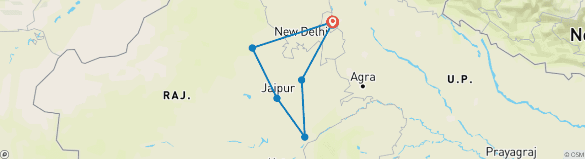 Karte von Rajasthan Heri Tage & Tiger Trails von G Experiences