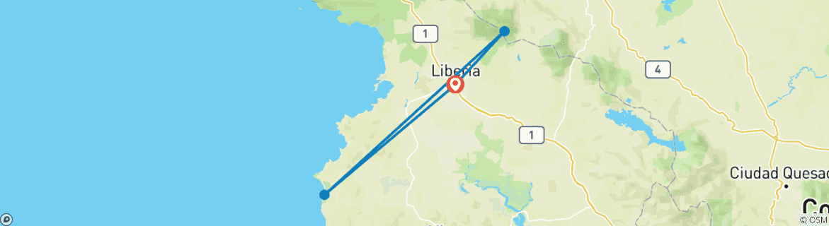 Foto van een kaart met de route van de rondreis