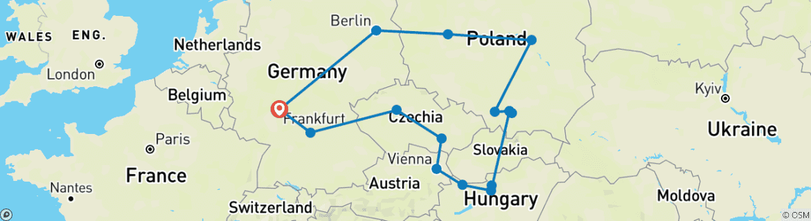 Image d'une carte montrant l'itinéraire du circuit