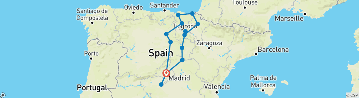 Karte mit der Reiseroute