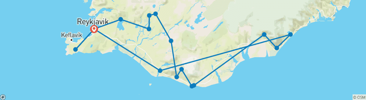 Image d'une carte montrant l'itinéraire du circuit
