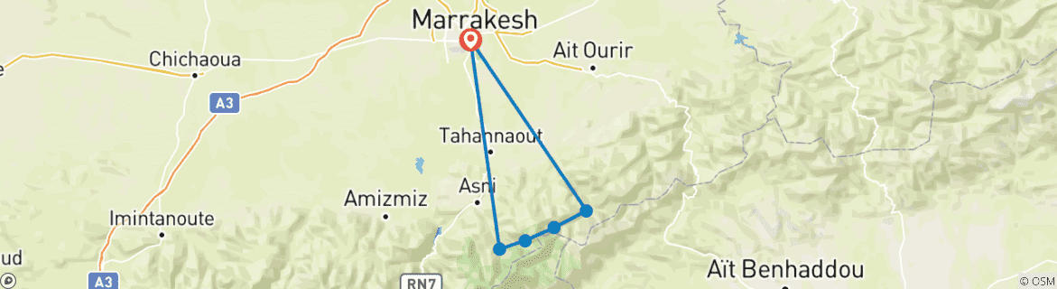 Foto van een kaart met de route van de rondreis