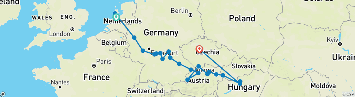 Image d'une carte montrant l'itinéraire du circuit