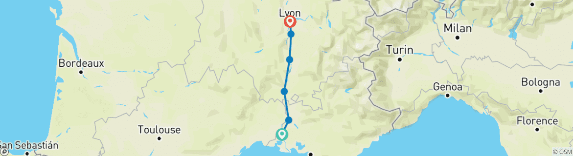 Image d'une carte montrant l'itinéraire du circuit