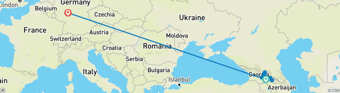 Karte mit der Reiseroute