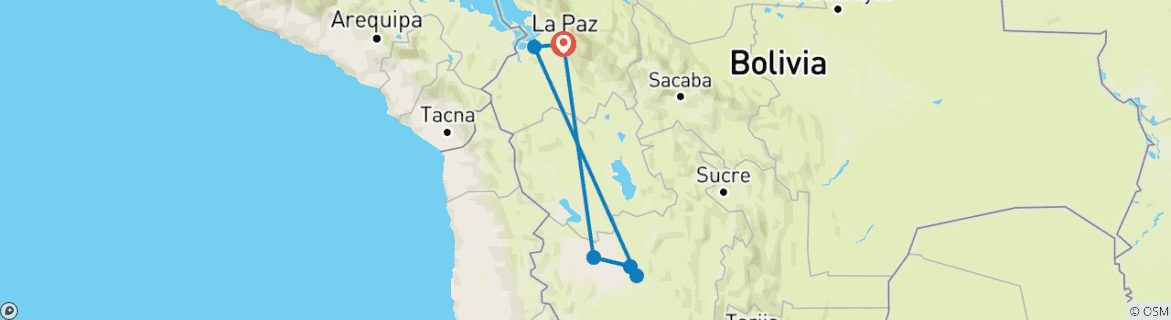 Foto van een kaart met de route van de rondreis