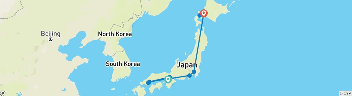 Karte mit der Reiseroute