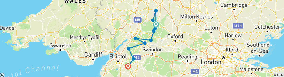 Karte mit der Reiseroute