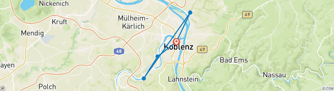 Karte mit der Reiseroute