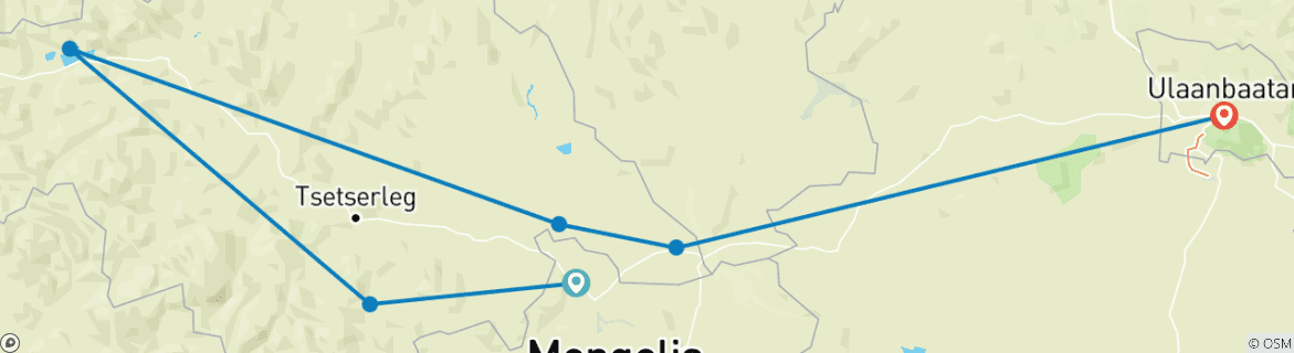 Image d'une carte montrant l'itinéraire du circuit