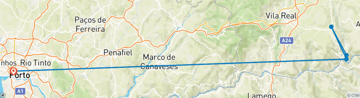 Karte mit der Reiseroute