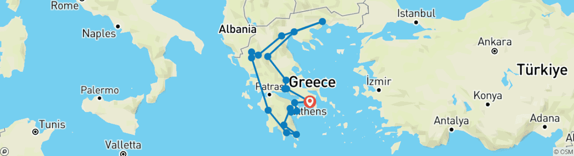 Image d'une carte montrant l'itinéraire du circuit