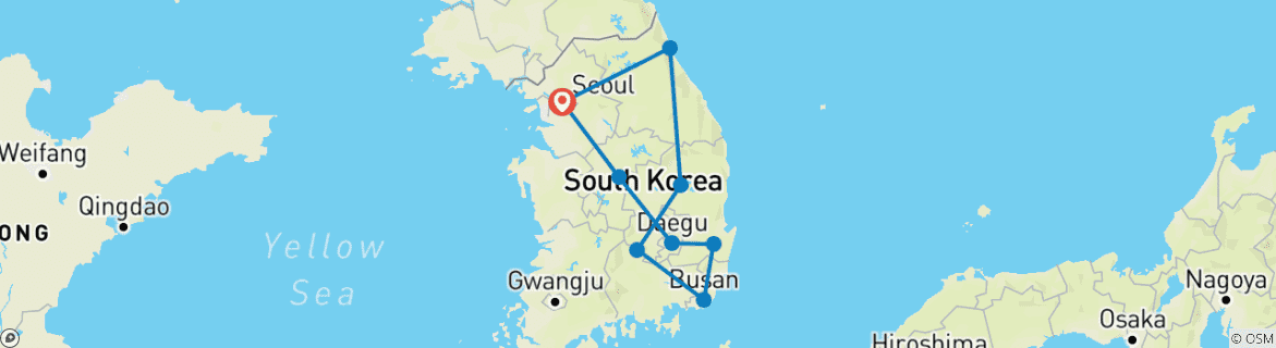 Image d'une carte montrant l'itinéraire du circuit