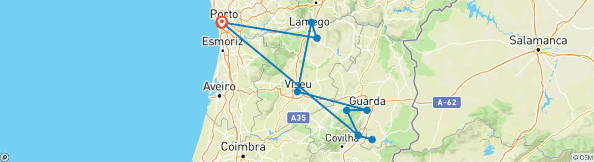 Karte mit der Reiseroute