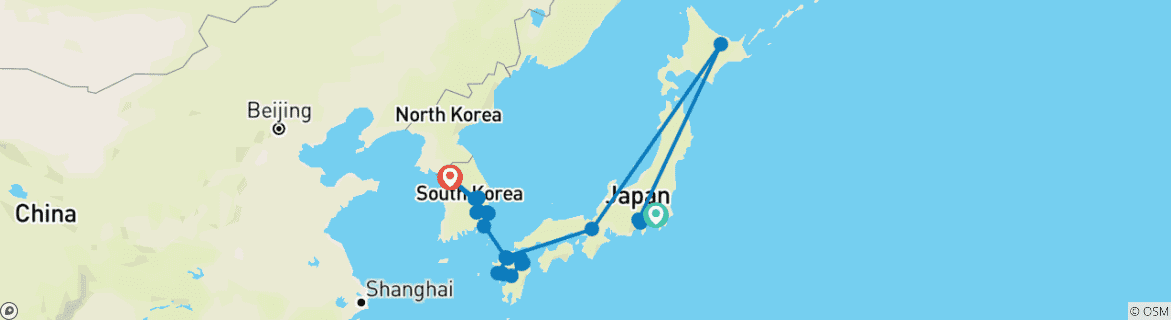 Karte mit der Reiseroute