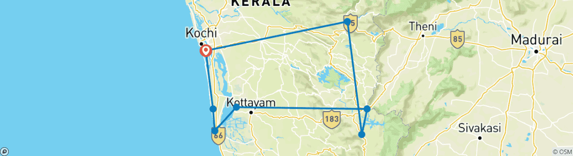 Karte mit der Reiseroute