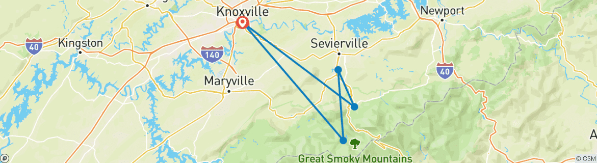 Image d'une carte montrant l'itinéraire du circuit