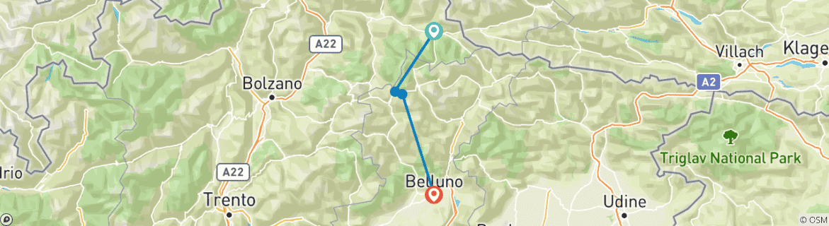 Image d'une carte montrant l'itinéraire du circuit