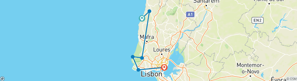 Karte mit der Reiseroute