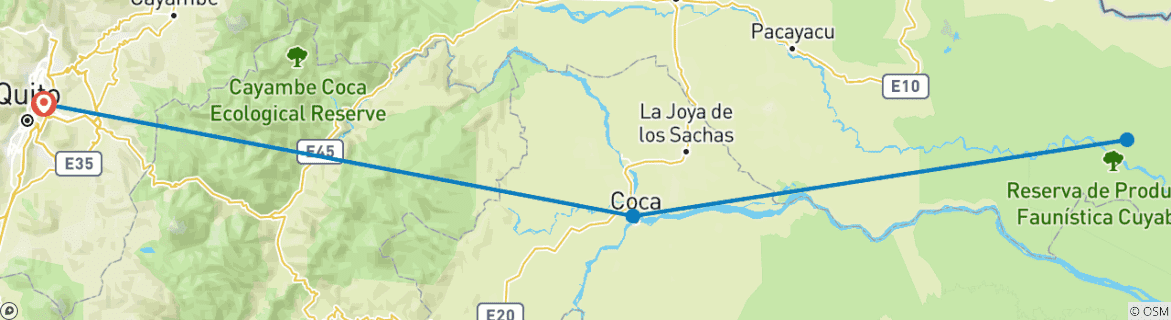 Image d'une carte montrant l'itinéraire du circuit