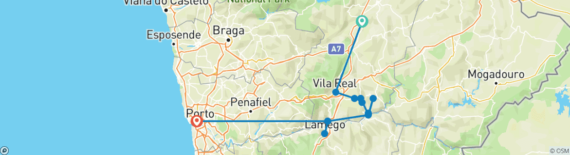 Karte mit der Reiseroute