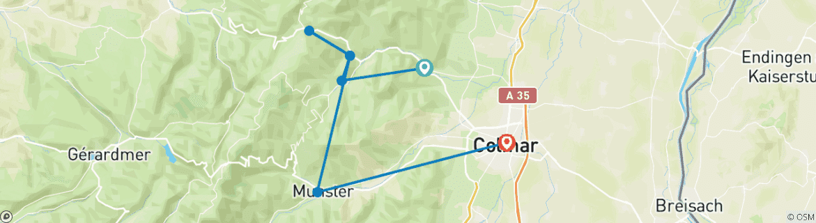 Karte mit der Reiseroute