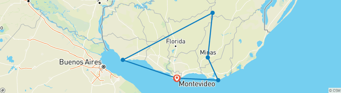 Karte mit der Reiseroute