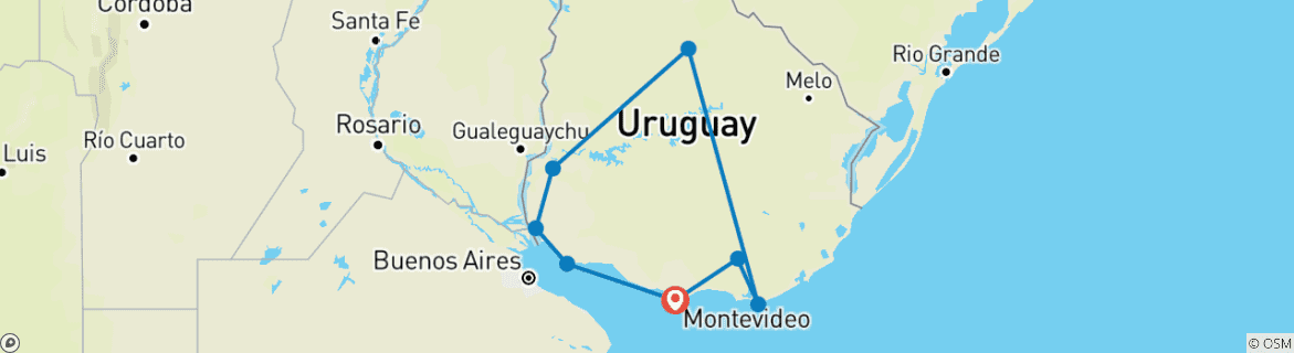 Karte mit der Reiseroute