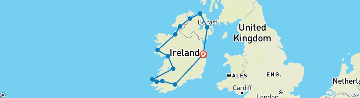 Image d'une carte montrant l'itinéraire du circuit