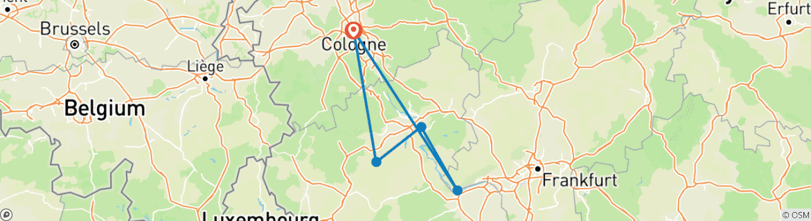 Karte mit der Reiseroute