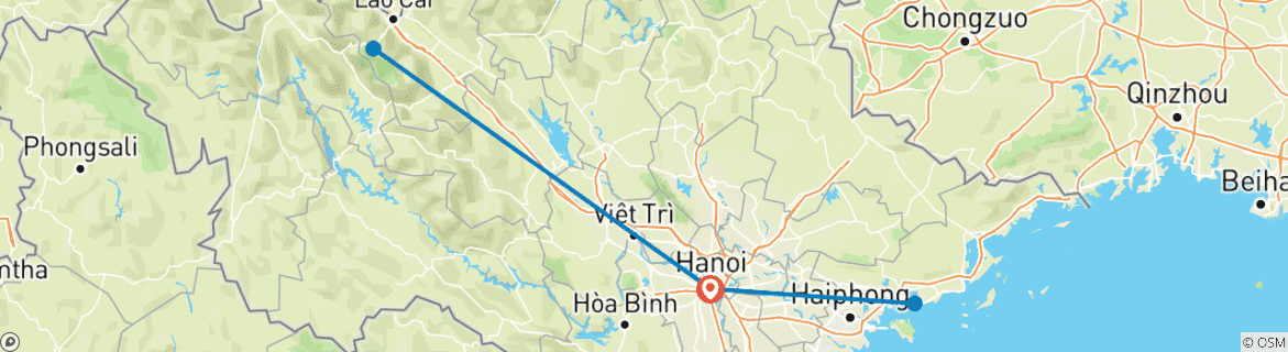 Karte mit der Reiseroute