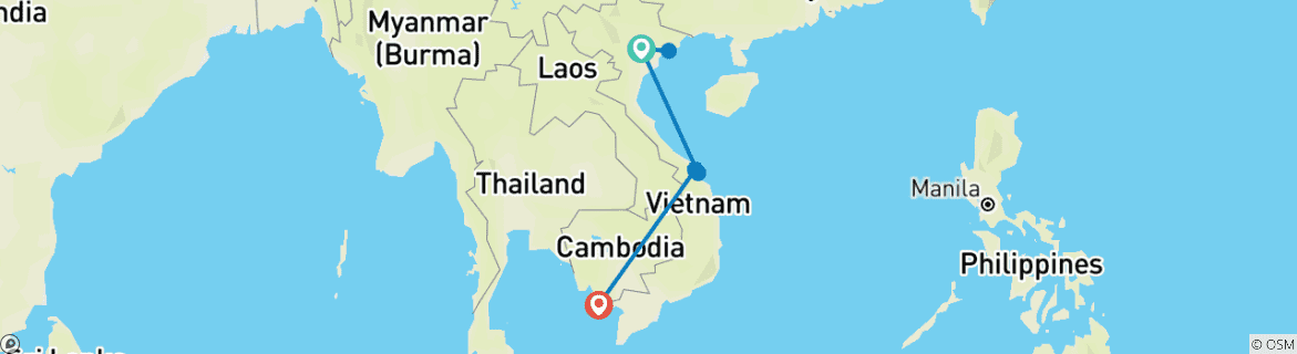 Karte mit der Reiseroute