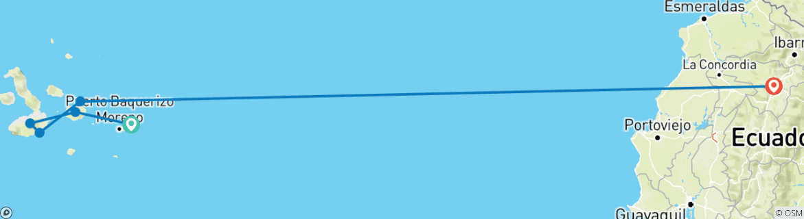 Karte mit der Reiseroute