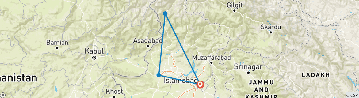 Karte mit der Reiseroute