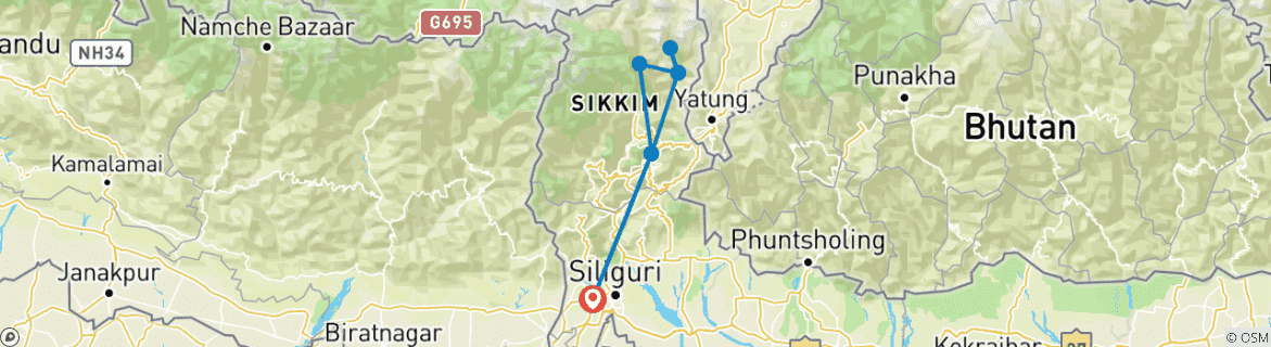 Karte mit der Reiseroute