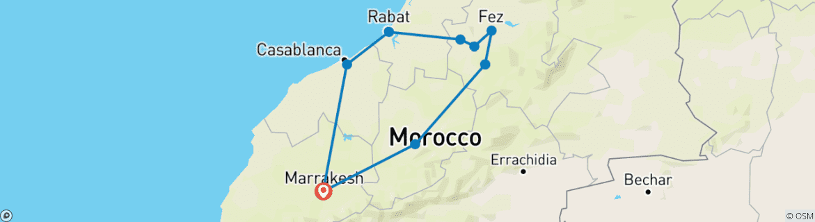 Karte mit der Reiseroute