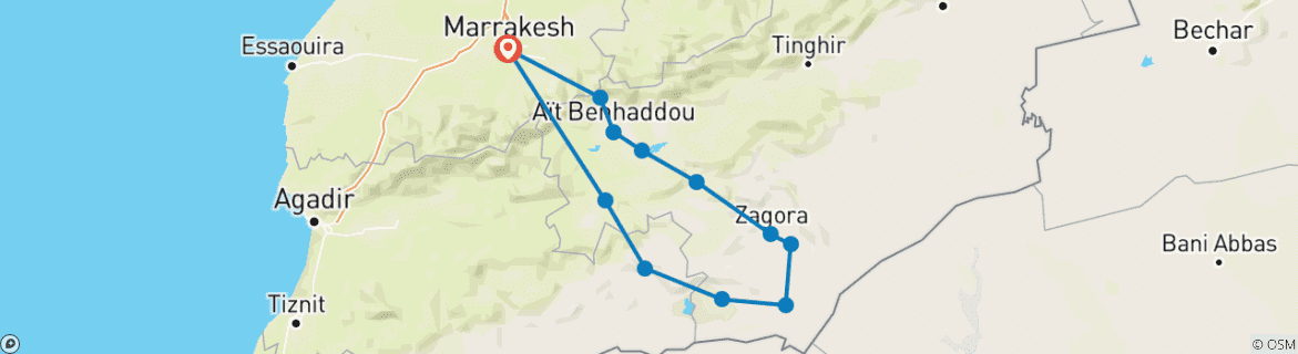 Karte mit der Reiseroute